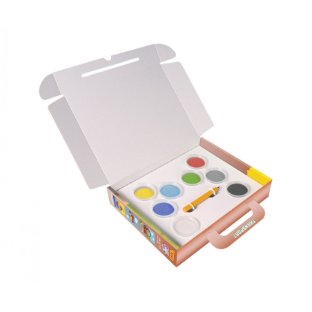 Kit de peinture sur sable Jovi Play & Fun Transport avec 8 pots de sable + 1 perforatrice + 3 feuilles avec motifs de transport