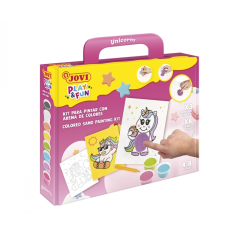 Kit de peinture avec sable Jovi Play & Fun Unicorns avec 8 pots de sable + 1 perforatrice + 3 feuilles avec motifs licornes - Co