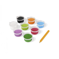Kit de peinture avec du sable Jovi Play & Fun Dinosaures avec 8 pots de sable + 1 perforatrice + 3 feuilles avec motifs de dinos