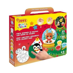Kit de peinture sur sable Jovi Play & Fun - Décorations de Noël avec 8 pots de sable, 1 perforatrice et 3 feuilles de sable à mo