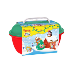 Coffret cadeau Jovi Play & Fun Aventure de Noël avec 24 bâtonnets de pâte à modeler de 15 g + moules + emporte-pièces - Sans glu