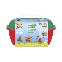 Coffret cadeau Jovi Play & Fun Aventure de Noël avec 24 bâtonnets de pâte à modeler de 15 g + moules + emporte-pièces - Sans glu