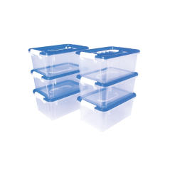 Jovi Pack de 6 Malles de Rangement Scolaire - Transparentes - Idéales pour Fournitures Scolaires et Jouets - Faciles à Empiler -