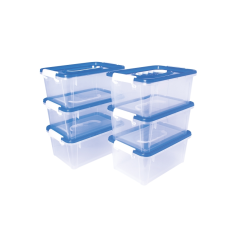 Jovi Pack de 6 Malles de Rangement Scolaire - Transparentes - Idéales pour Fournitures Scolaires et Jouets - Faciles à Empiler -