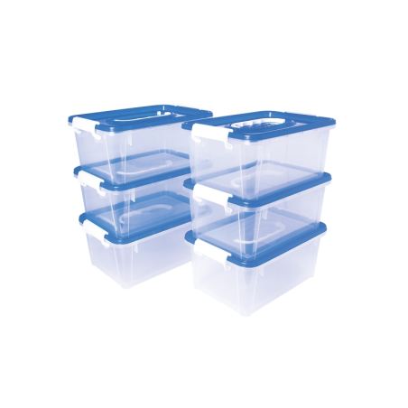 Jovi Pack de 6 Malles de Rangement Scolaire - Transparentes - Idéales pour Fournitures Scolaires et Jouets - Faciles à Empiler -