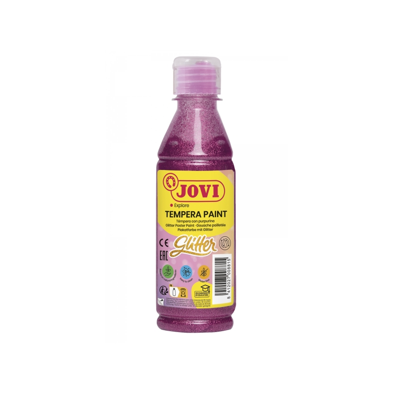 Jovi Glitter Tempera Flacon 250 ml - À base d'eau - Prêt à l'emploi - avec paillettes - Excellente performance - Séchage rapide