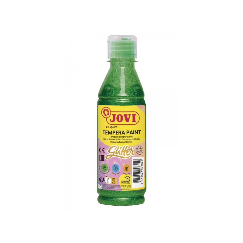 Jovi Glitter Tempera Flacon 250 ml - À base d'eau - Prêt à l'emploi - avec paillettes - Excellentes performances - Séchage rapid