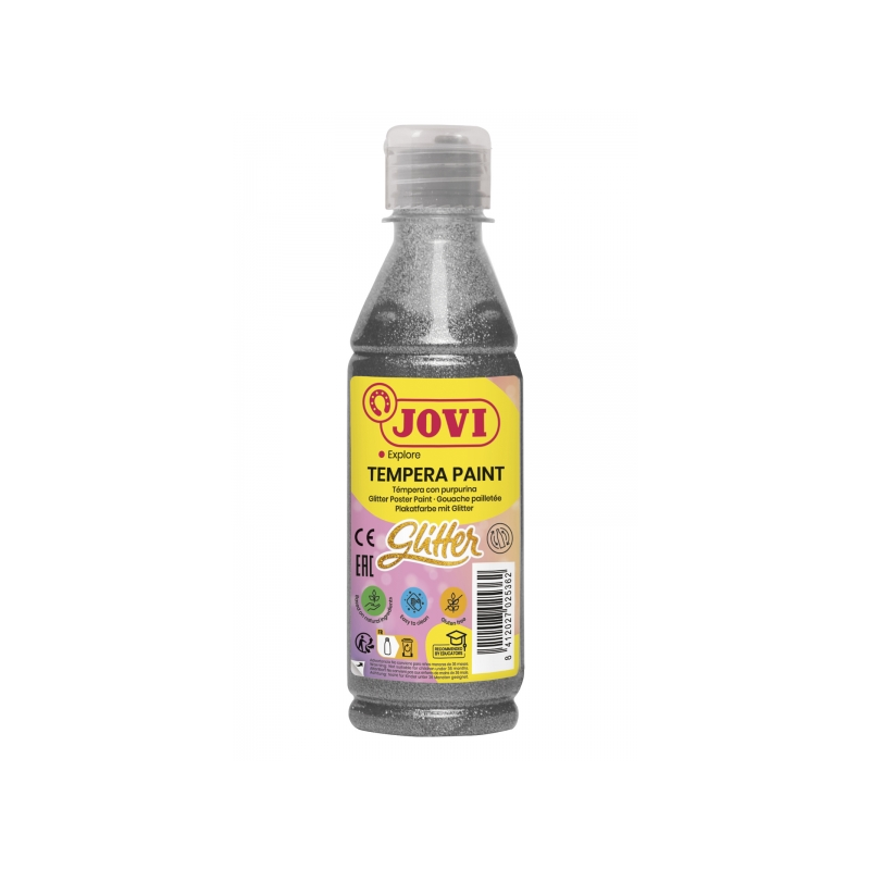 Jovi Glitter Tempera - Excellentes performances - Séchage rapide - Application facile - Haute adhérence - Couleur grise