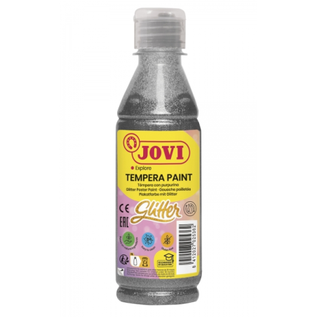 Jovi Glitter Tempera - Excellentes performances - Séchage rapide - Application facile - Haute adhérence - Couleur grise