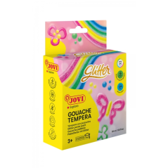Jovi Glitter Gouache Lot de 4 bouteilles de tempera 35 ml – Tempera liquide à base d'eau – Particules pailletées – Excellente pe