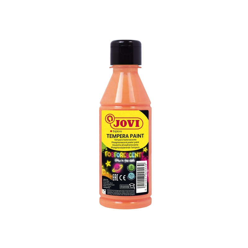 Jovi Tempera Paint Phosphorescent Liquid Tempera - Brille dans le noir - Séchage rapide - Excellente adhérence - Prêt à l'emploi