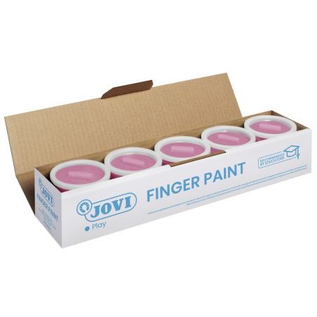 LOT de 5 Jovi Finger Paint Pot - 125 ml - Couleurs miscibles - Texture gélatineuse - Lavable - Sans gluten et sans allergène - N