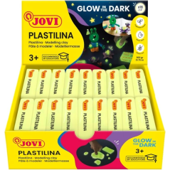 Plateau Jovi avec 18 tablettes de pâte à modeler fluorescente de 50 g - Très malléable - Ne sèche pas