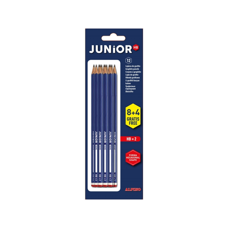 Blister Alpino Junior de 12 crayons graphite HB avec mine - Espace pour le nom