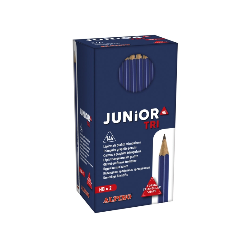 Lot de trois crayons à mine triangulaires HB Alpino Junior (144 crayons) - Espace pour le nom