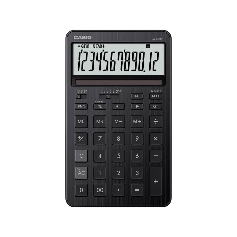 Casio JW-200DQ Calculadora de Sobremesa Compacta con Pantalla LCD de 12 Digitos - Calculo de Impuestos, Porcentajes, Raiz Cuadra