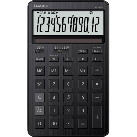 Casio JW-200DQ Calculadora de Sobremesa Compacta con Pantalla LCD de 12 Digitos - Calculo de Impuestos, Porcentajes, Raiz Cuadra