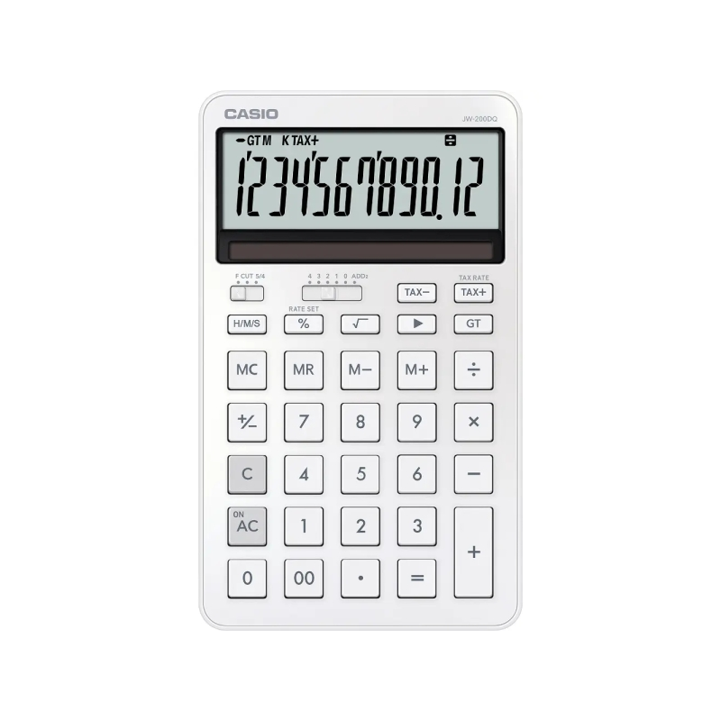 Casio JW-200DQ Calculadora de Sobremesa Compacta con Pantalla LCD de 12 Digitos - Calculo de Impuestos, Porcentajes, Raiz Cuadra
