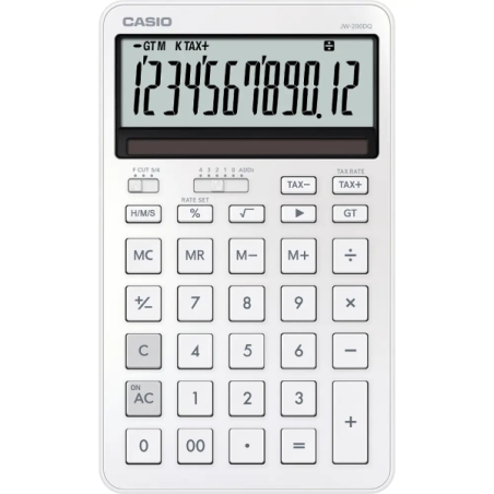 Casio JW-200DQ Calculadora de Sobremesa Compacta con Pantalla LCD de 12 Digitos - Calculo de Impuestos, Porcentajes, Raiz Cuadra