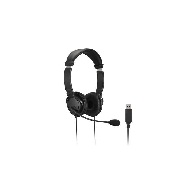 Casque Kensington avec microphone USB - Bandeau réglable - Coussinets d'oreille rembourrés - Commandes sur câble - Câble de 1,80