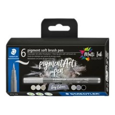 set 6 feutres pinceau gris Staedtler