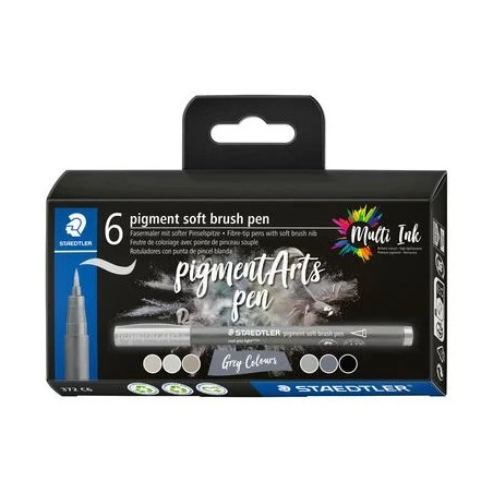 set 6 feutres pinceau gris Staedtler