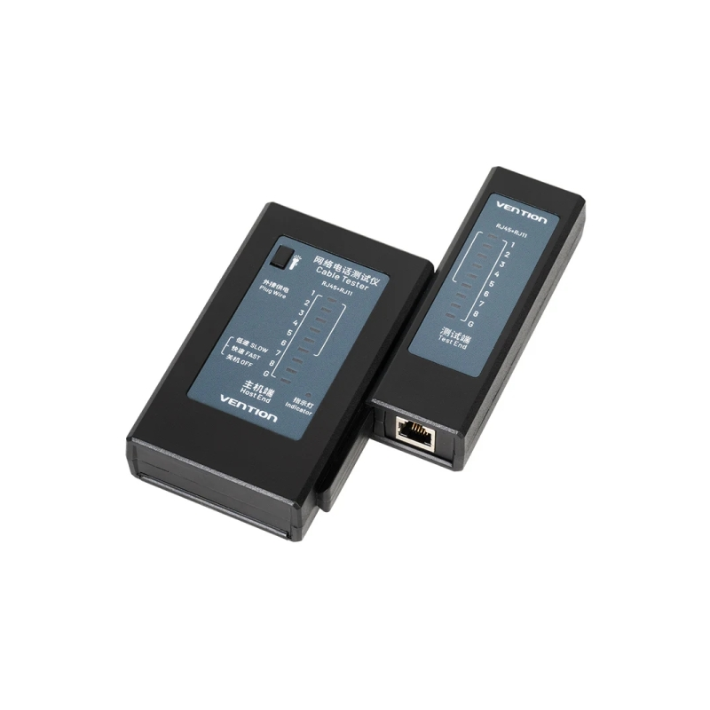 Testeur portable Vention pour câbles réseau RJ45 et RJ11 - Portée jusqu'à 300 m - Noir