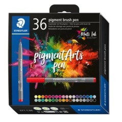 ✅ Staedtler 371 Lot de 36 marqueurs à pointe pinceau souple – Nouvelle encre multi-encre – Pigments de qual en stock