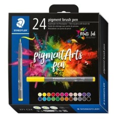 ✅ Staedtler 371 Lot de 24 marqueurs à pointe pinceau souple – Nouvelle encre multi-encre – Pigments de qual en stock