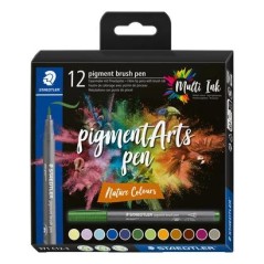 ✅ Staedtler 371 Lot de 12 marqueurs à pointe pinceau souple – Nouvelle encre multi-encre – Pigments de qual en stock