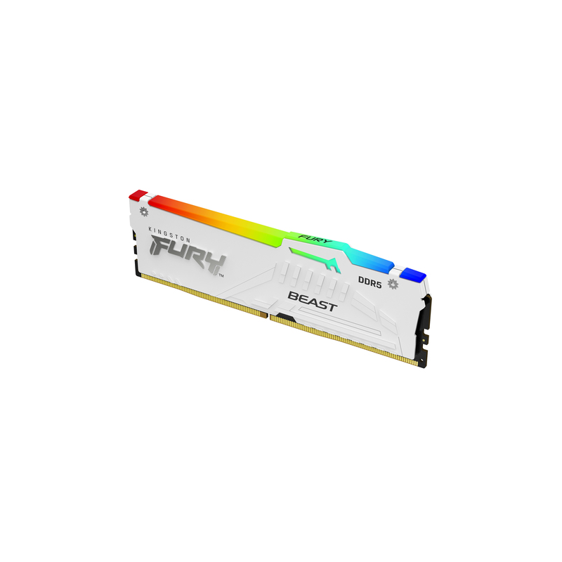 Mémoire RAM Kingston Fury Beast RGB DDR5 6000 MT/s 16 Go 1,4 V CL30 DIMM - Blanche