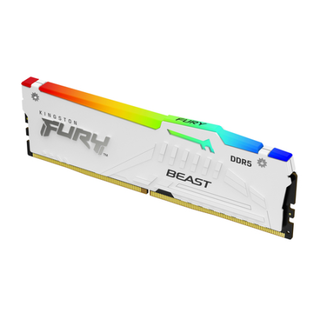 Mémoire RAM Kingston Fury Beast RGB DDR5 6000 MT/s 16 Go 1,4 V CL30 DIMM - Blanche