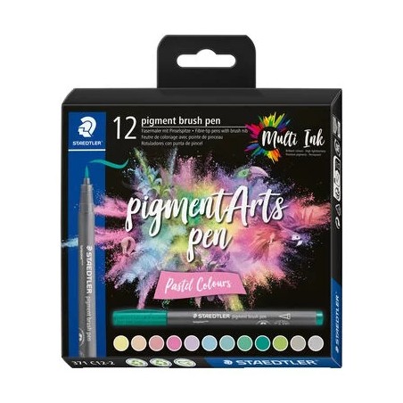 coffret 12 feutres pinceau pastel