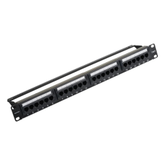 Panneau de brassage Vention 24 ports RJ45 - Cat.6 UTP - Bornes plaquées or - Compatible rack 1U 19" - Acier et ABS - 483 x 44,3