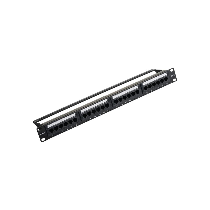 Panneau de brassage Vention 24 ports RJ45 - Cat.6 UTP - Bornes plaquées or - Compatible rack 1U 19" - Acier et ABS - 483 x 44,3
