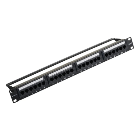 Panneau de brassage Vention 24 ports RJ45 - Cat.6 UTP - Bornes plaquées or - Compatible rack 1U 19" - Acier et ABS - 483 x 44,3