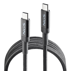Câble NGS 2.0 USB-C Mâle vers USB-A Mâle - Charge ultra-rapide jusqu'à 65W - Longueur 2m - Couleur Noir