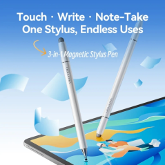 Stylet numérique 3-en-1 Vention pour tablettes et smartphones - Rechargeable - Acier inoxydable - Magnétique - Aluminium - Tripl
