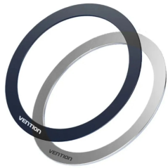 Lot de 2 anneaux de fixation magnétiques Vention - Universels - Adhésif double face - Métal ultra-fin - Gris