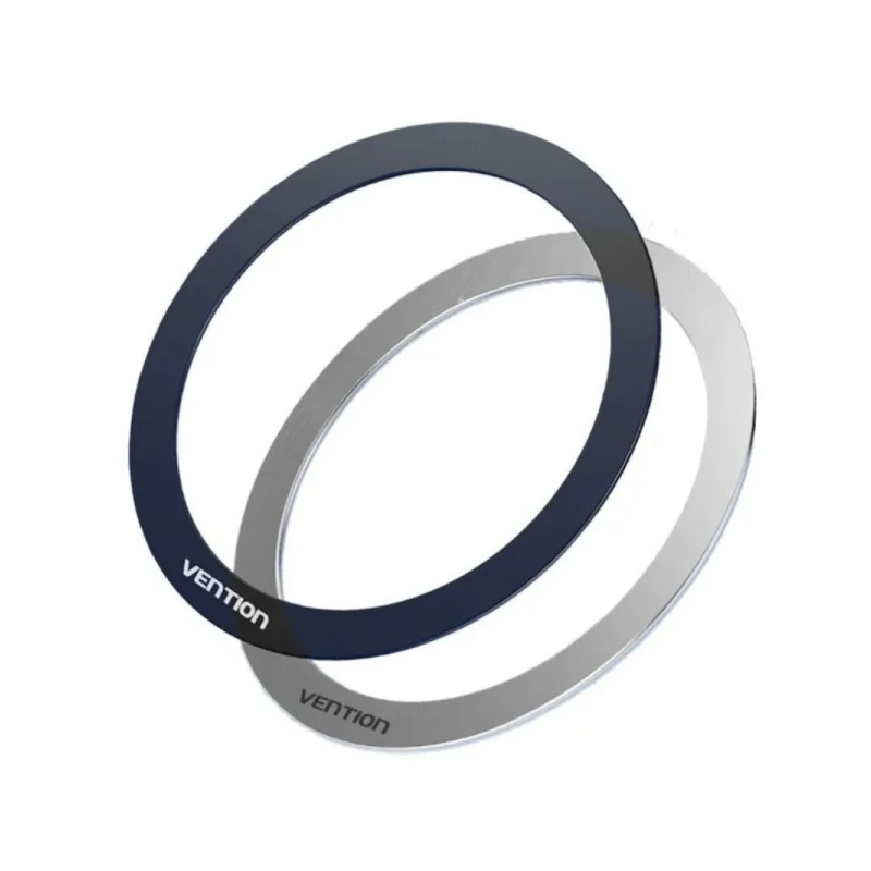 Lot de 2 anneaux de fixation magnétiques Vention - Universels - Adhésif double face - Métal ultra-fin - Gris
