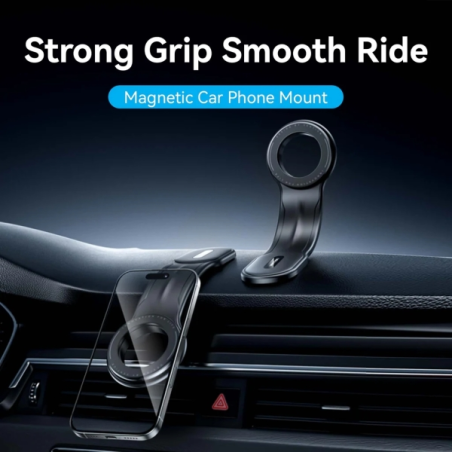 Support magnétique pour smartphone Vention pour voiture - Pliable - Base adhésive - Velcro - 216,4 x 66 x 12,9 mm - Noir