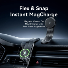 Support de charge magnétique pour smartphone Vention - 15 W - USB-C - Adhésif 3M et Velcro - Pliable - Noir