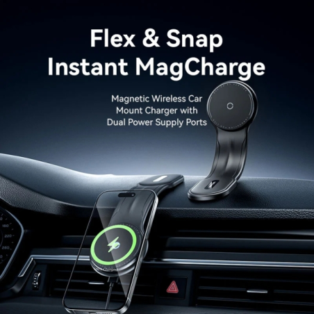 Support de charge magnétique pour smartphone Vention - 15 W - USB-C - Adhésif 3M et Velcro - Pliable - Noir