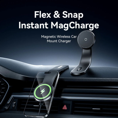 Support de charge magnétique pour smartphone Vention - 15 W - USB-C - Adhésif 3M et Velcro - Pliable - Noir