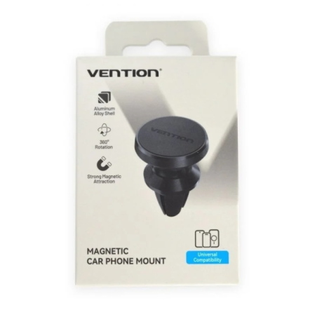 Support magnétique pour smartphone de voiture Vention - Fixation par clip - Alliage d'aluminium - Silicone - Noir