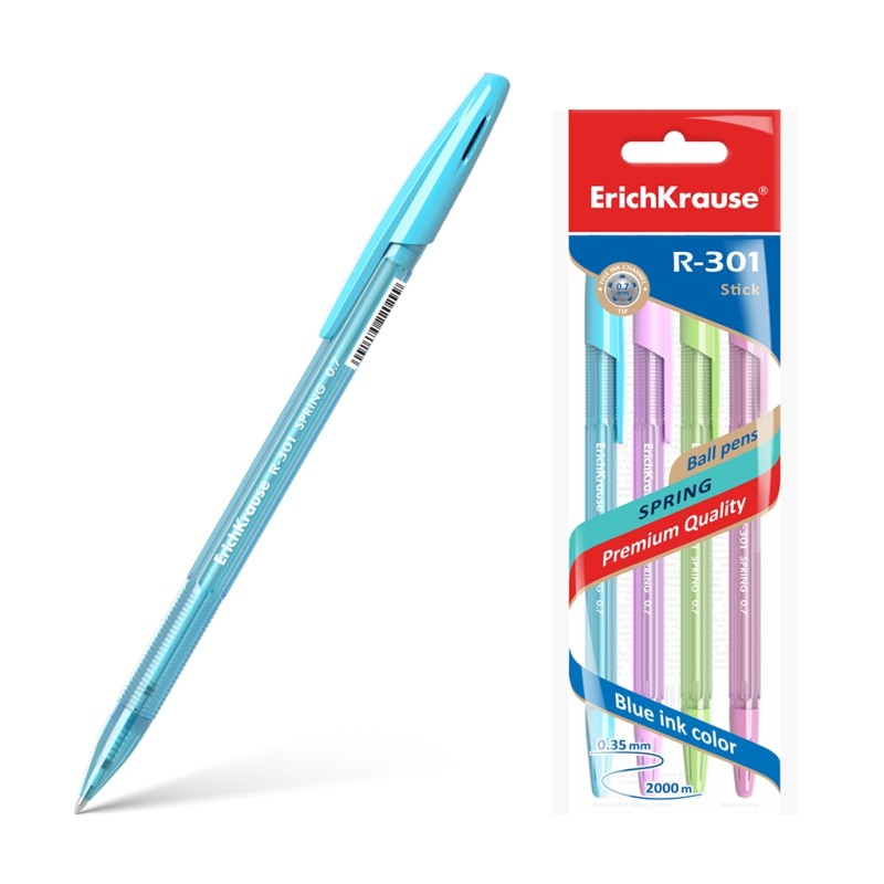 Stylos bille Erichkrause R-301 Spring 0.7 mm pack de 4 Stylos bille Erichkrause R-301 Spring 0.7 mm pack de 4