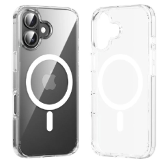 Coque rigide Vention pour iPhone 16 Plus - Anneau magnétique MagSafe - Compatible avec la recharge sans fil - Résistante au jaun