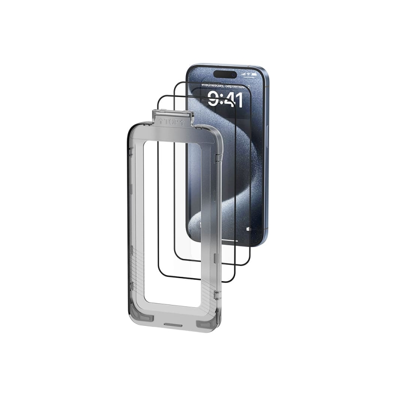 Protection d'écran Vention pour iPhone 13 - Verre trempé - Outil d'installation anti-poussière - Transparent