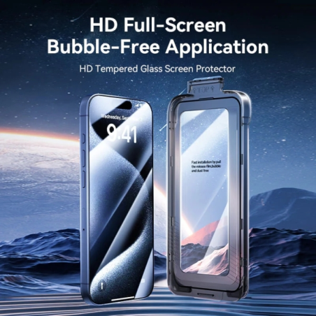 Protection d'écran Vention pour iPhone 13 - Verre trempé - Outil d'installation anti-poussière - Transparent