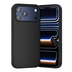 Coque en silicone Vention pour iPhone 17 Pro Max - Anneau magnétique MagSafe - Compatible avec la recharge sans fil - Noir